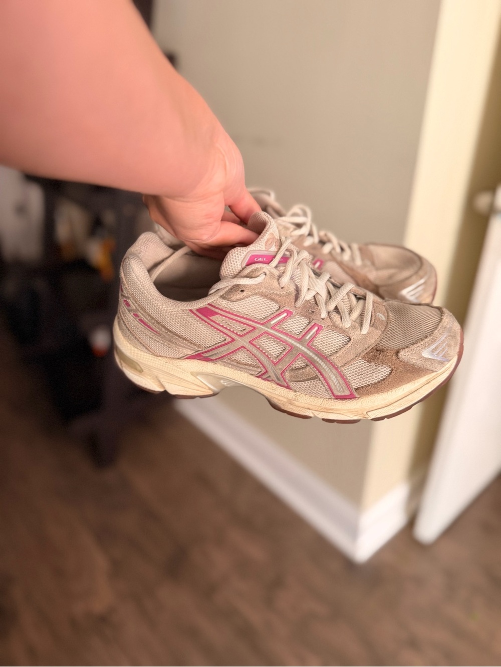 ASICS Women's Tan and Pink Trail-Style Running Shoes
